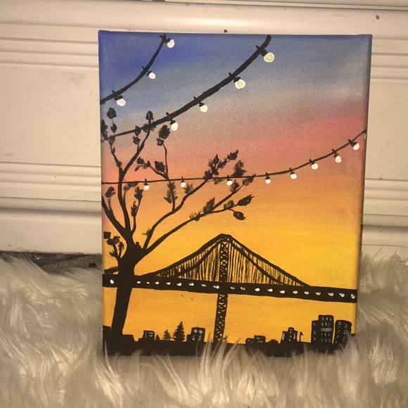 Other - Sunset over the city acrylic painting